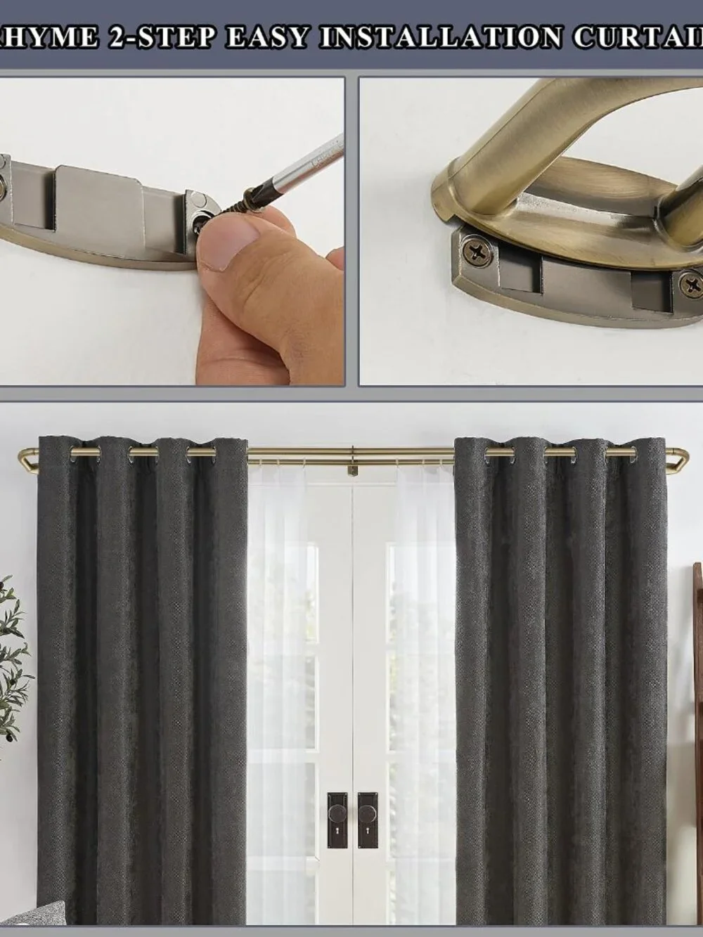 Mayrhyme Double Curtain Rods Antique Bronze - 72-144